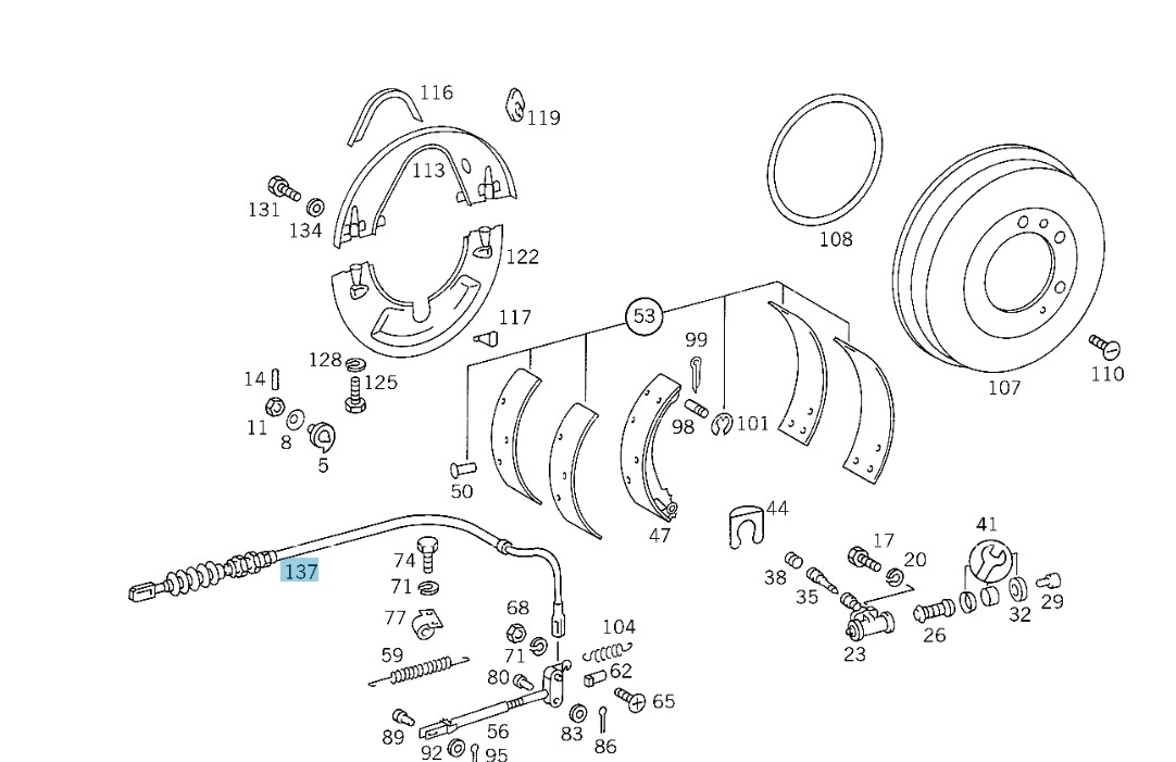 Handremkabel links en rechts MB-trac 65/70, 700 - Handremkabel24404200785 - 10560U