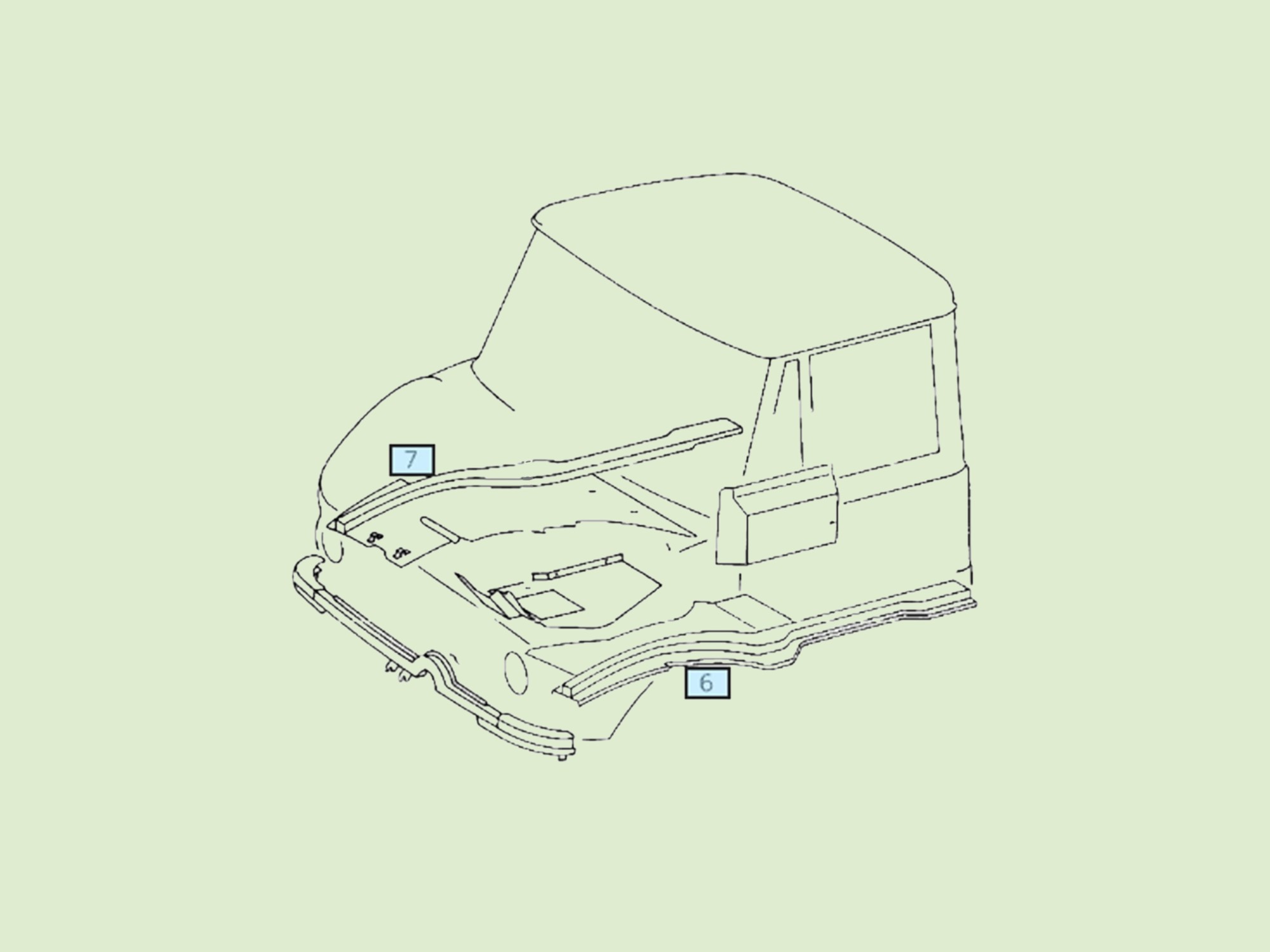 Dwars balk cabine rechts U403 / 406 / 416 - Ligger2um0372 photoroom - UM0372